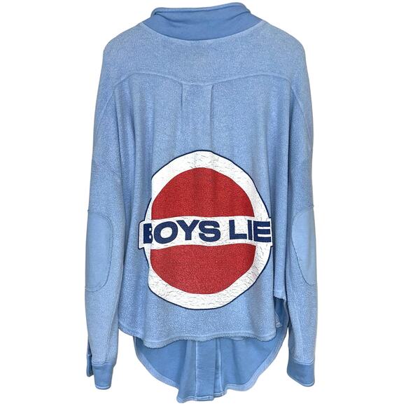 Boys Lie Baby Blue Inside Out Fleece Pamela Cherub Logo Shirt Jacket One Size - Picture 1 of 11